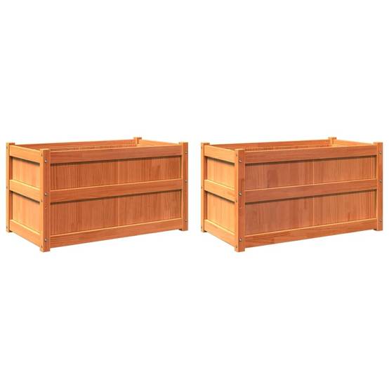 Maison Chic - 2 pcs Jardinière | Pot de fleurs | Cache-pot | Bac à fleurss cire marron bois de pin massif - Image 1