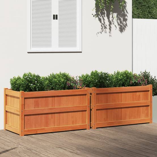 Maison Chic - 2 pcs Jardinière | Pot de fleurs | Cache-pot | Bac à fleurss cire marron bois de pin massif - Image 2