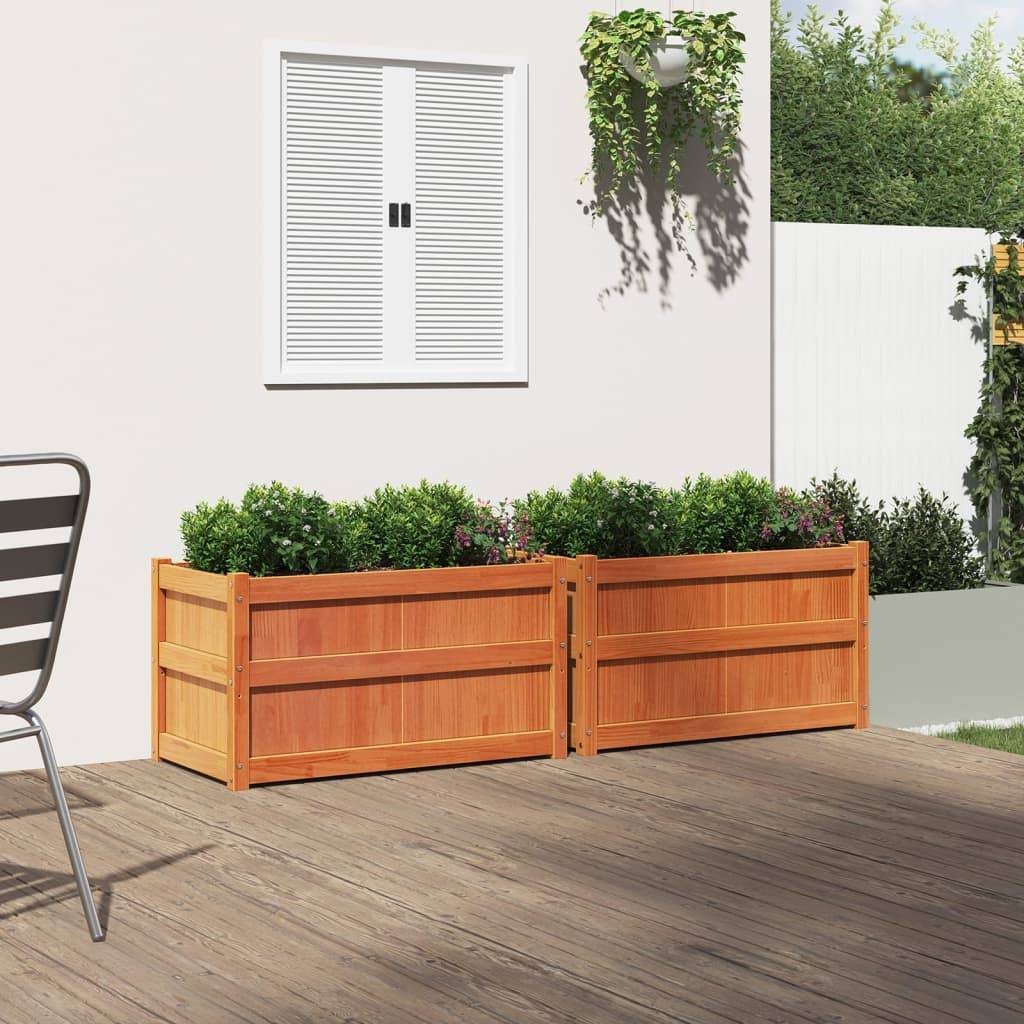 Maison Chic - 2 pcs Jardinière | Pot de fleurs | Cache-pot | Bac à fleurss cire marron bois de pin massif - Image 3