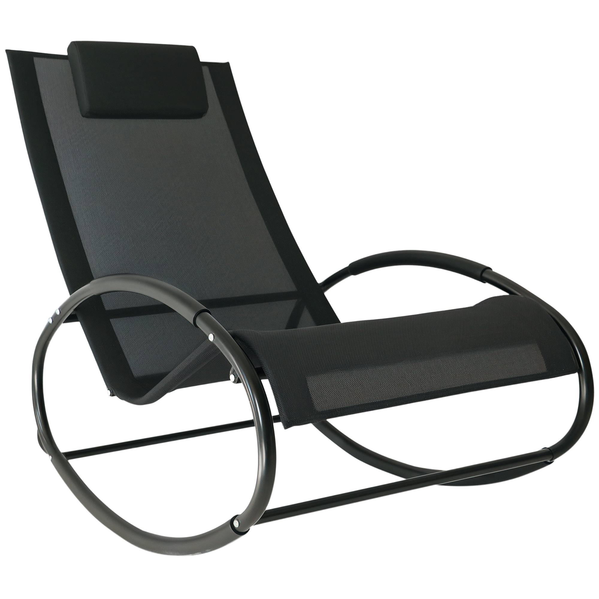 Fauteuil à bascule acier gris 105 x 62 x 88 cm - PANGIVO - Image 1
