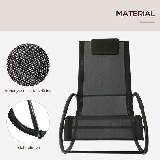 Fauteuil à bascule acier gris 105 x 62 x 88 cm - PANGIVO - Image 7