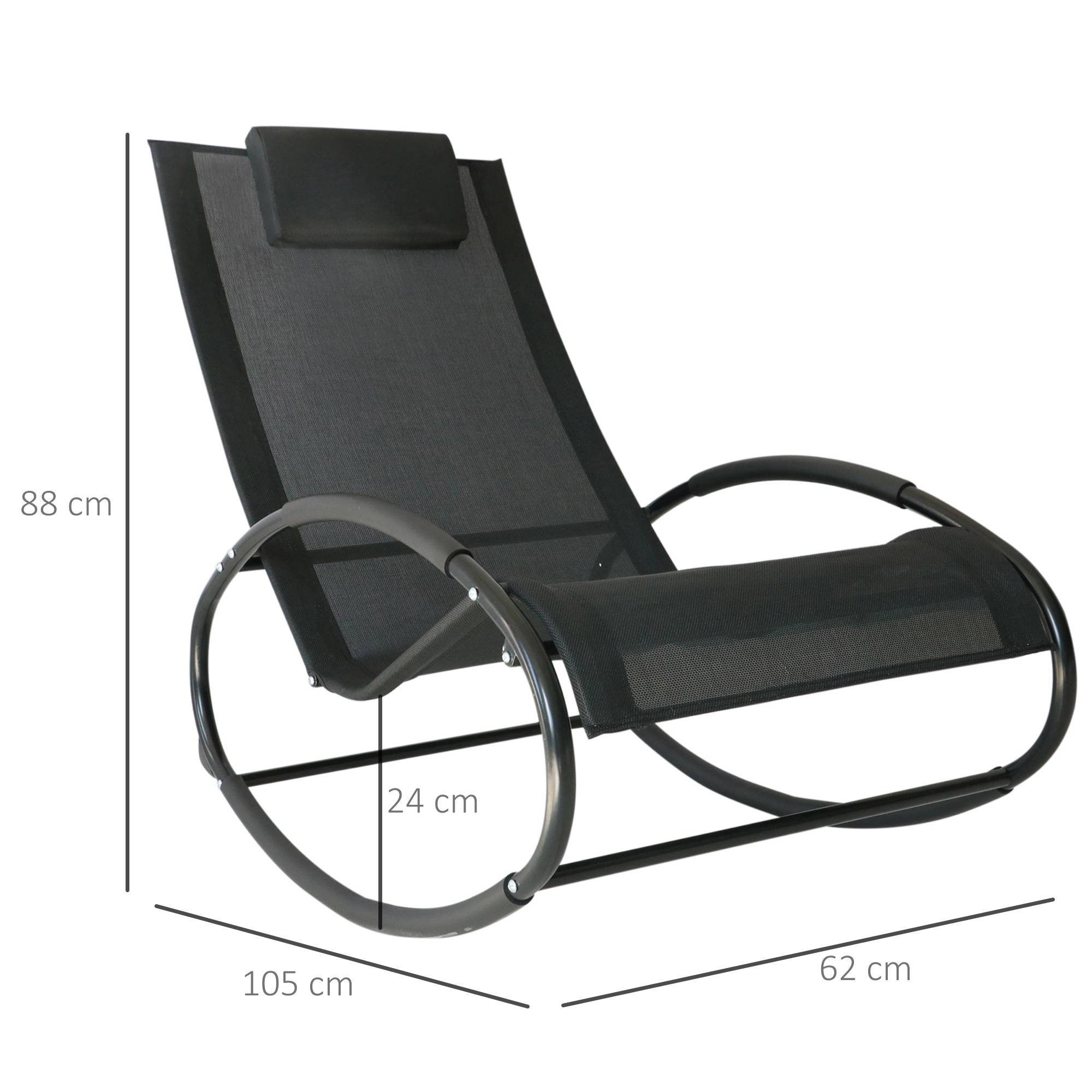 Fauteuil à bascule acier gris 105 x 62 x 88 cm - PANGIVO - Image 5