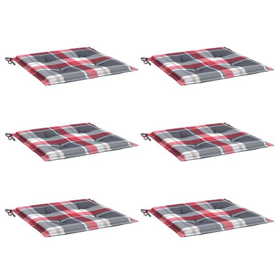 Lot de 6 Coussins de chaise de jardin carreaux rouges 50x50x3cm P143 - Image 3