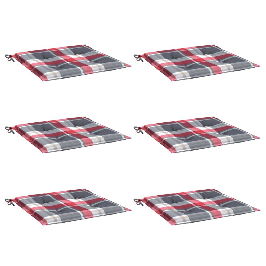 Lot de 6 Coussins de chaise de jardin carreaux rouges 50x50x3cm P143 - Image 3
