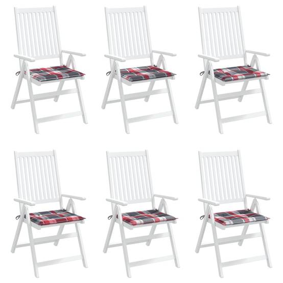 Lot de 6 Coussins de chaise de jardin carreaux rouges 50x50x3cm P143 - Image 4