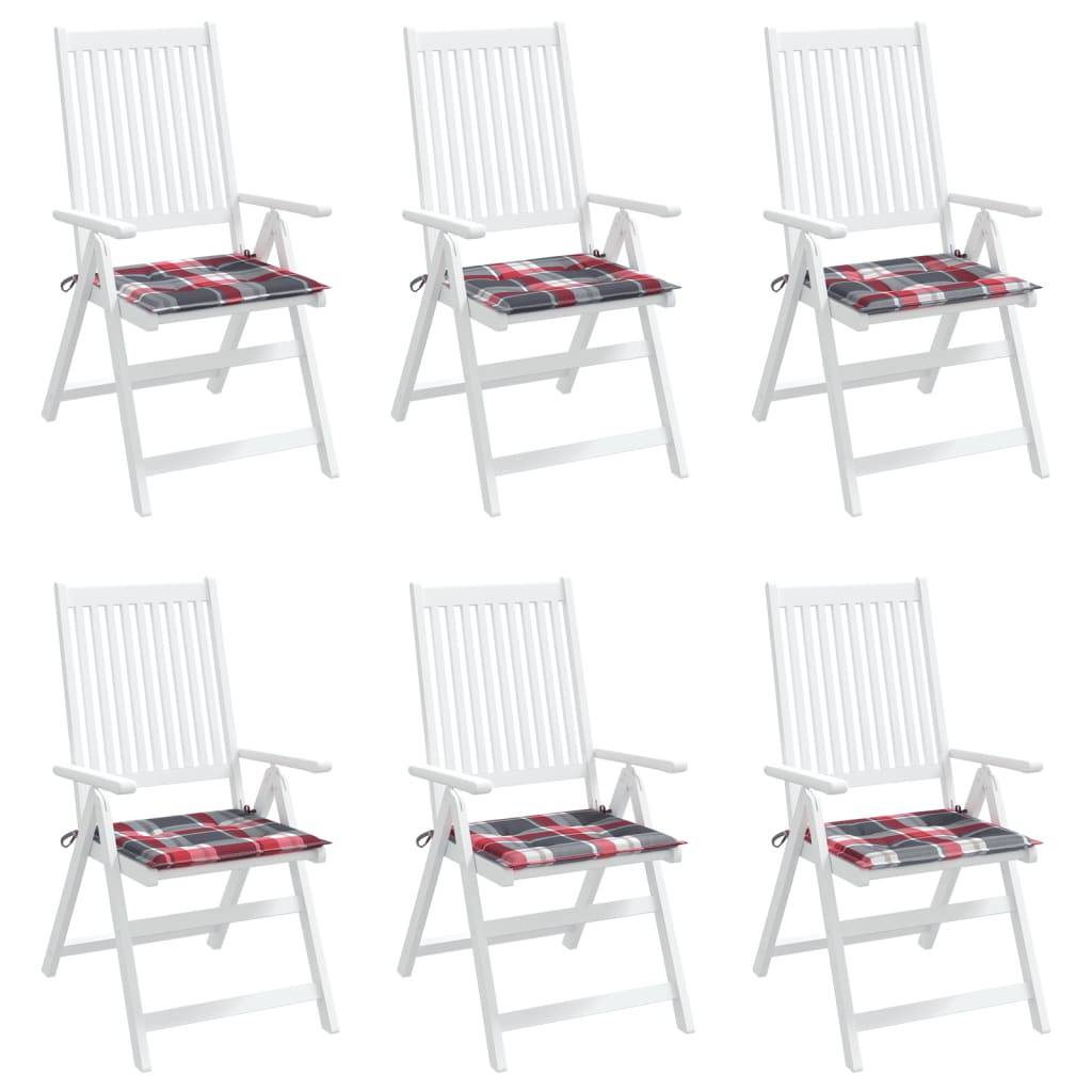 Lot de 6 Coussins de chaise de jardin carreaux rouges 50x50x3cm P143 - Image 4