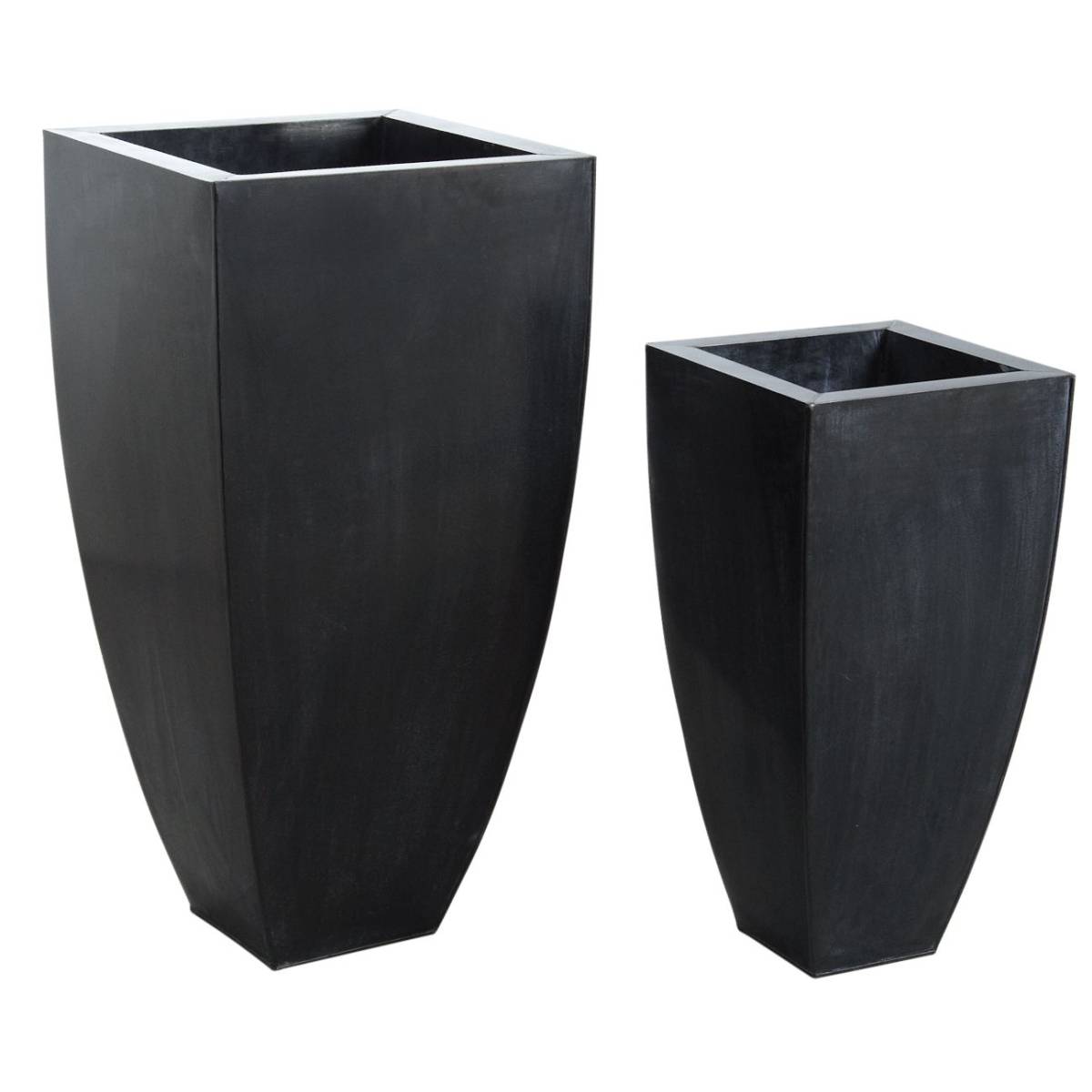 Aubry Gaspard - Cache-pots en zinc noir (lot de 2) - Image 1