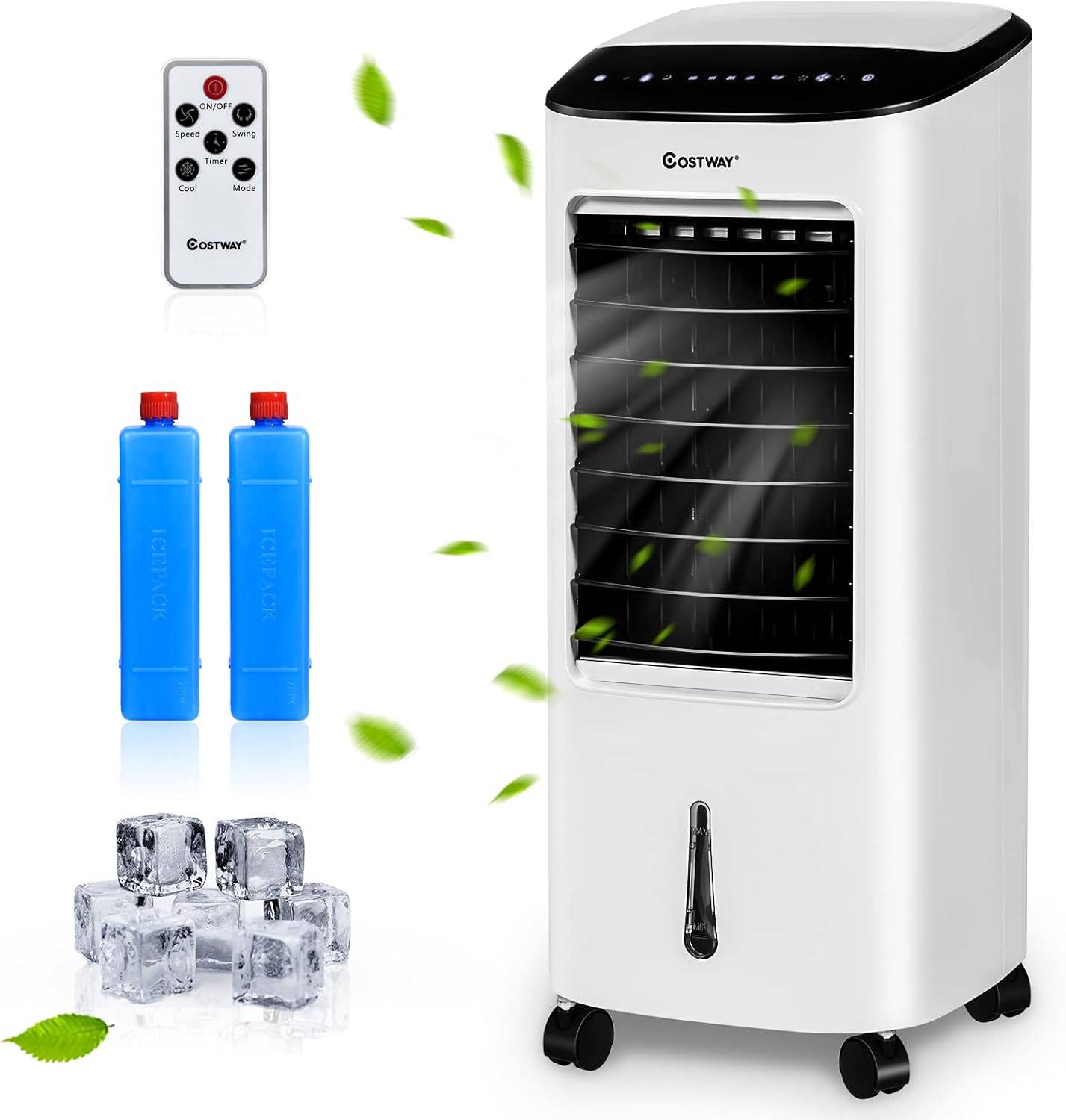 Climatiseur Mobile Silencieux 4-en-1, Réservoir d'Eau de 7L, Rafraîchisseur d'Air avec Télécommandé, Ventilateur à 3Vitesses, Minuterie de 7,5H - Image 1