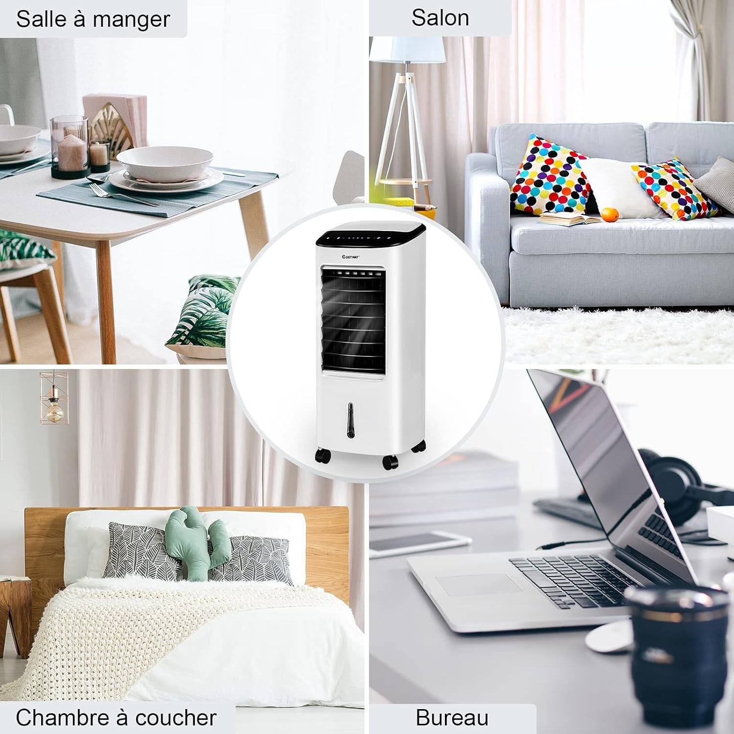 Climatiseur Mobile Silencieux 4-en-1, Réservoir d'Eau de 7L, Rafraîchisseur d'Air avec Télécommandé, Ventilateur à 3Vitesses, Minuterie de 7,5H - Image 7