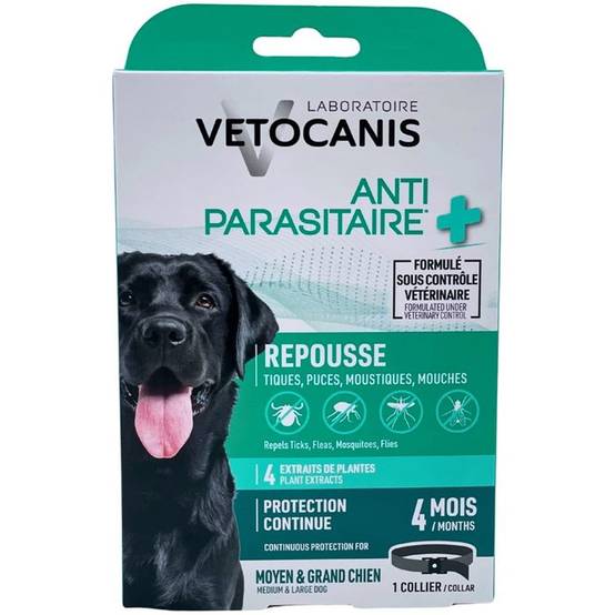 Collier anti-parasitaire VETOCANIS pour chien adulte 75 cm noir - anti-puces, tiques, moustiques, mouches - Image 3