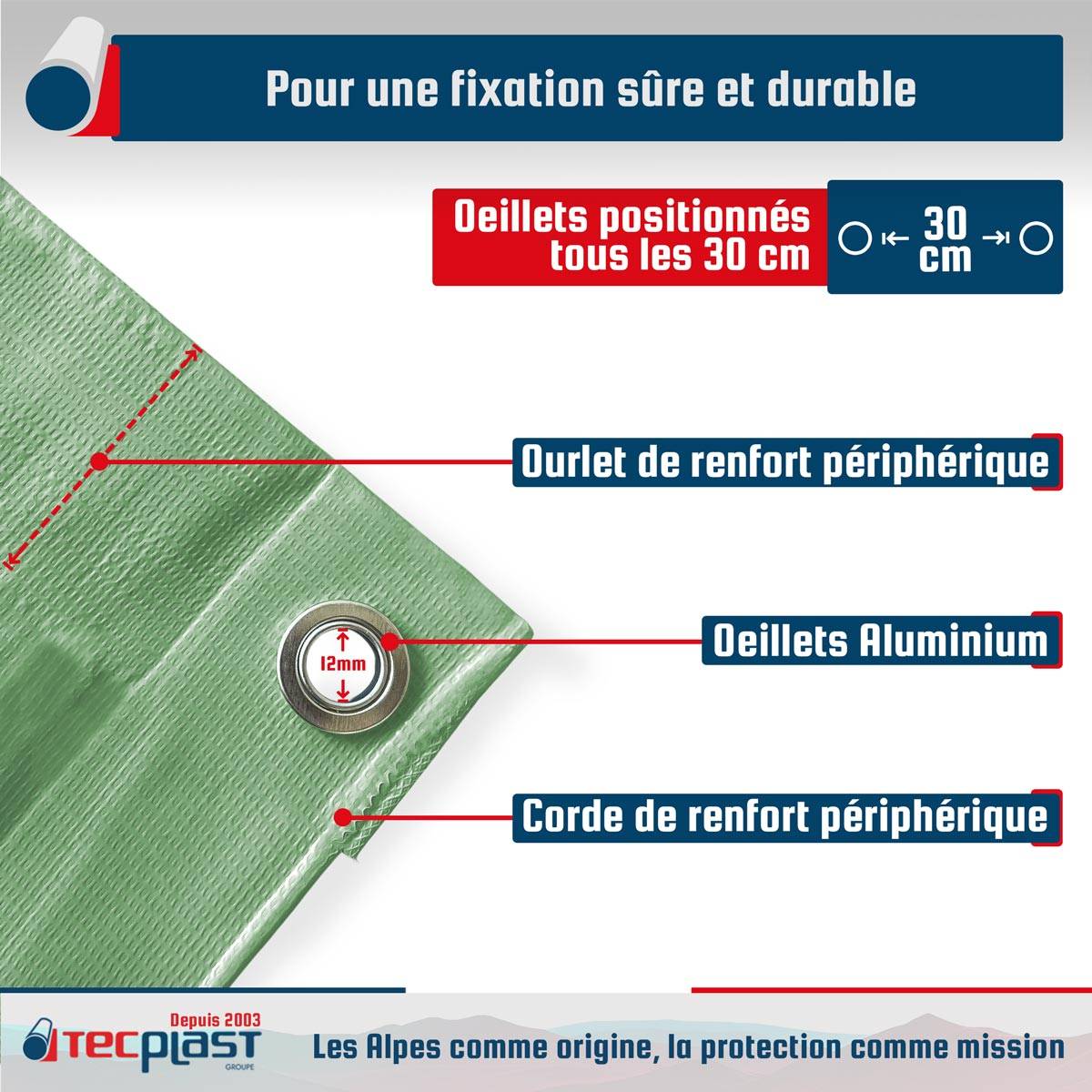 Bâche Bois 3x5 m LP506BO Vert Sauge - Garantie 5 ans - Bâche de protection étanche en PVC pour Bois de chauffage TECPLAST - Image 5
