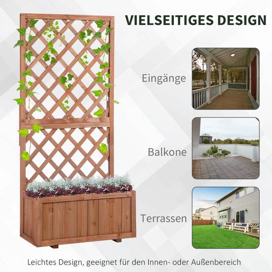Bac surélevé avec treillis, espalier, jardinière bois, 72,5x31,5x149,5 cm, orange - Image 8
