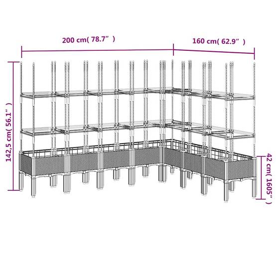 Grande jardinière avec treillis PP potager surélevé Bleu Gris 200x160cm – ComfortXL Outdoor Living - Image 6