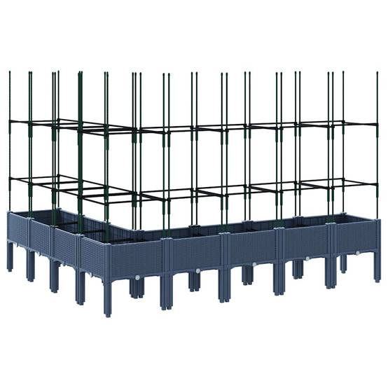 Grande jardinière avec treillis PP potager surélevé Bleu Gris 200x160cm – ComfortXL Outdoor Living - Image 3