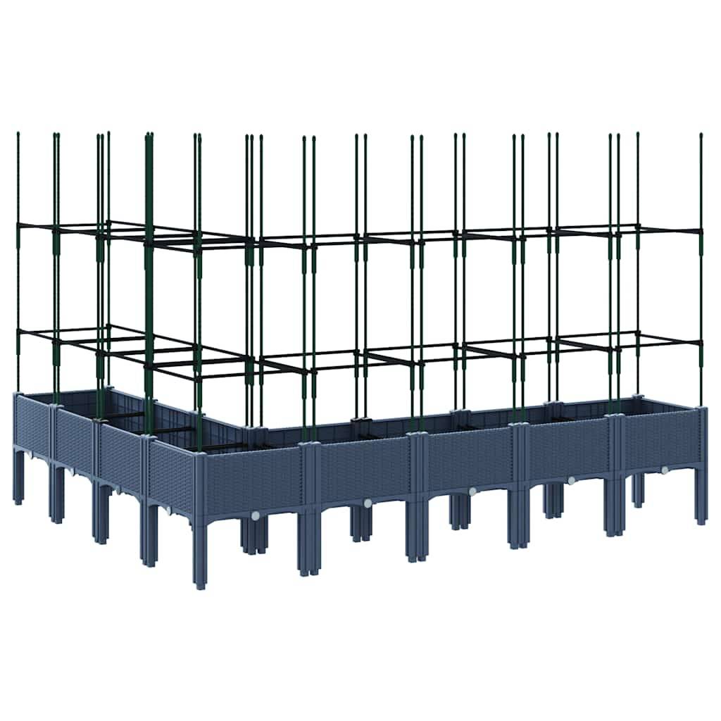 Grande jardinière avec treillis PP potager surélevé Bleu Gris 200x160cm – ComfortXL Outdoor Living - Image 3
