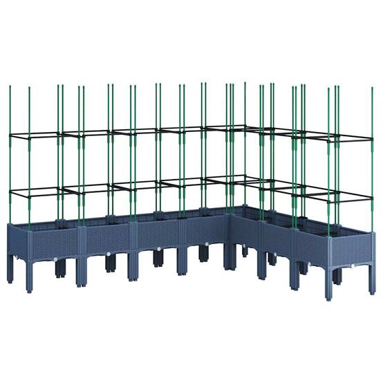 Grande jardinière avec treillis PP potager surélevé Bleu Gris 200x160cm – ComfortXL Outdoor Living - Image 2