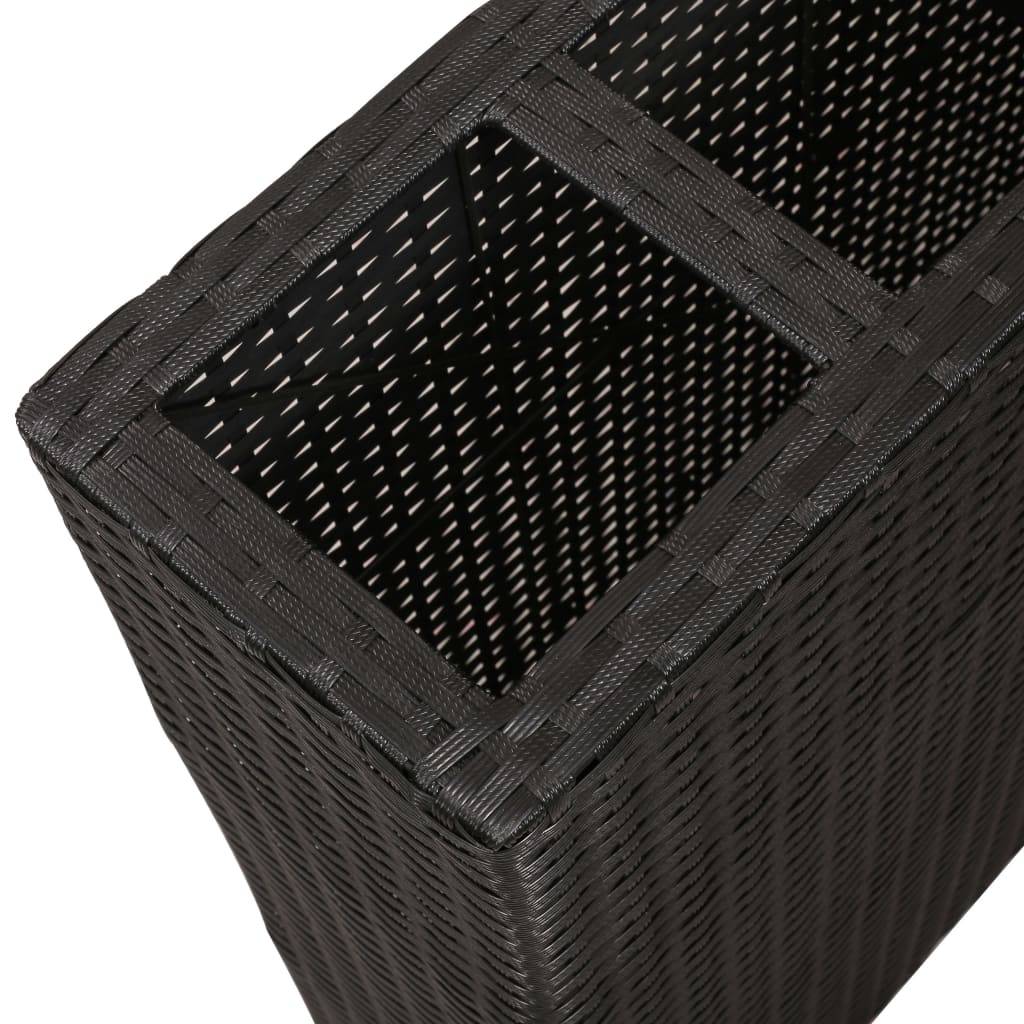 Jardinière lit surélevé plantes fleurs jardin avec 4 pots 2 pcs résine tressée noir - Image 6