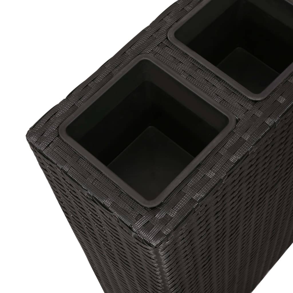 Jardinière lit surélevé plantes fleurs jardin avec 4 pots 2 pcs résine tressée noir - Image 5