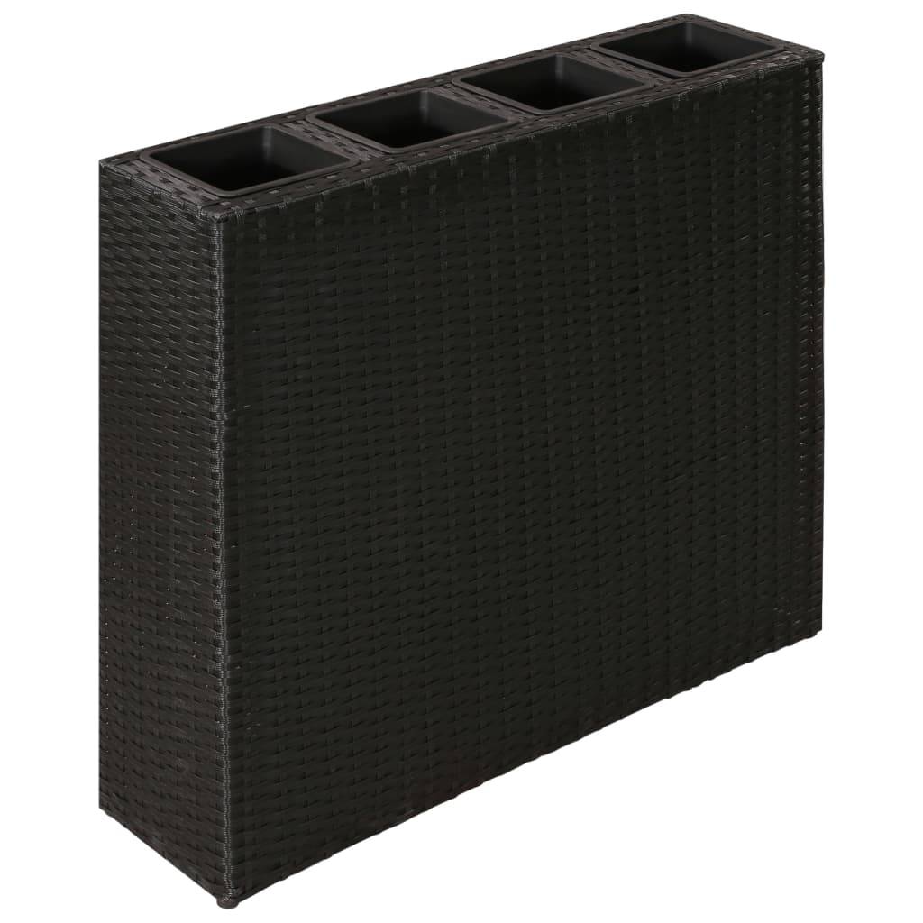 Jardinière lit surélevé plantes fleurs jardin avec 4 pots 2 pcs résine tressée noir - Image 2