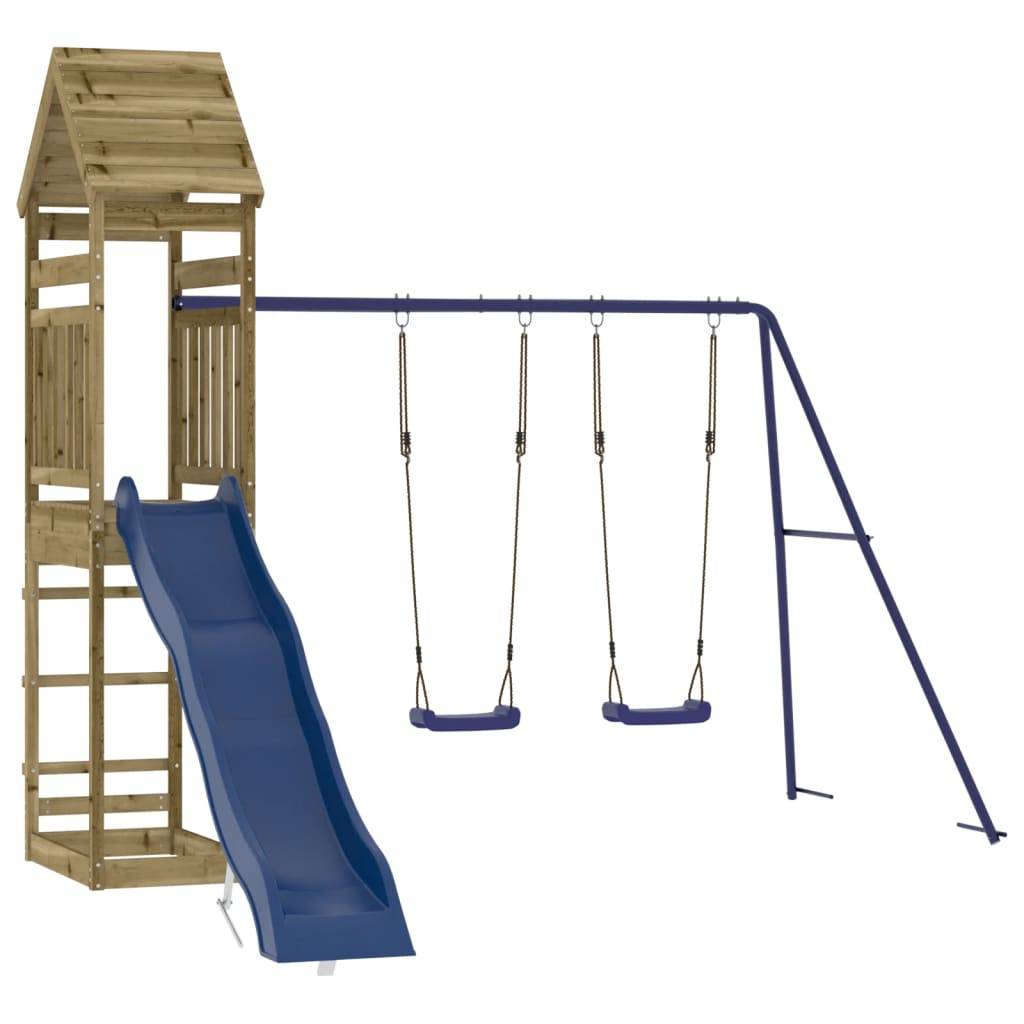Helloshop26 - Aire de jeux d'extérieur balançoires toboggan portiques robuste jeux jardin 315 x 373 x 264 cm bois de pin imprégné - Image 1