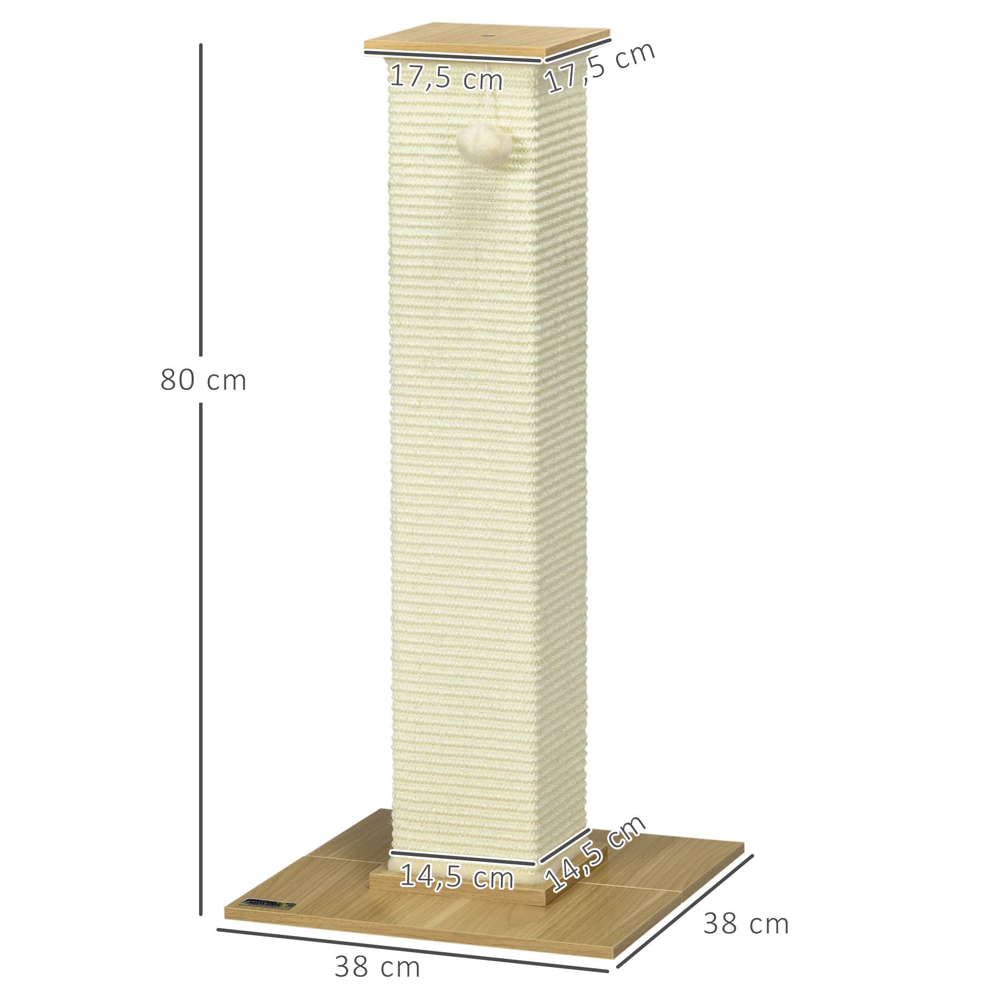 Sans Marque - Kratzbaum inkl. Spielzeug, 38 cm x 38 cm x 80 cm, Beige + Natur - Image 5