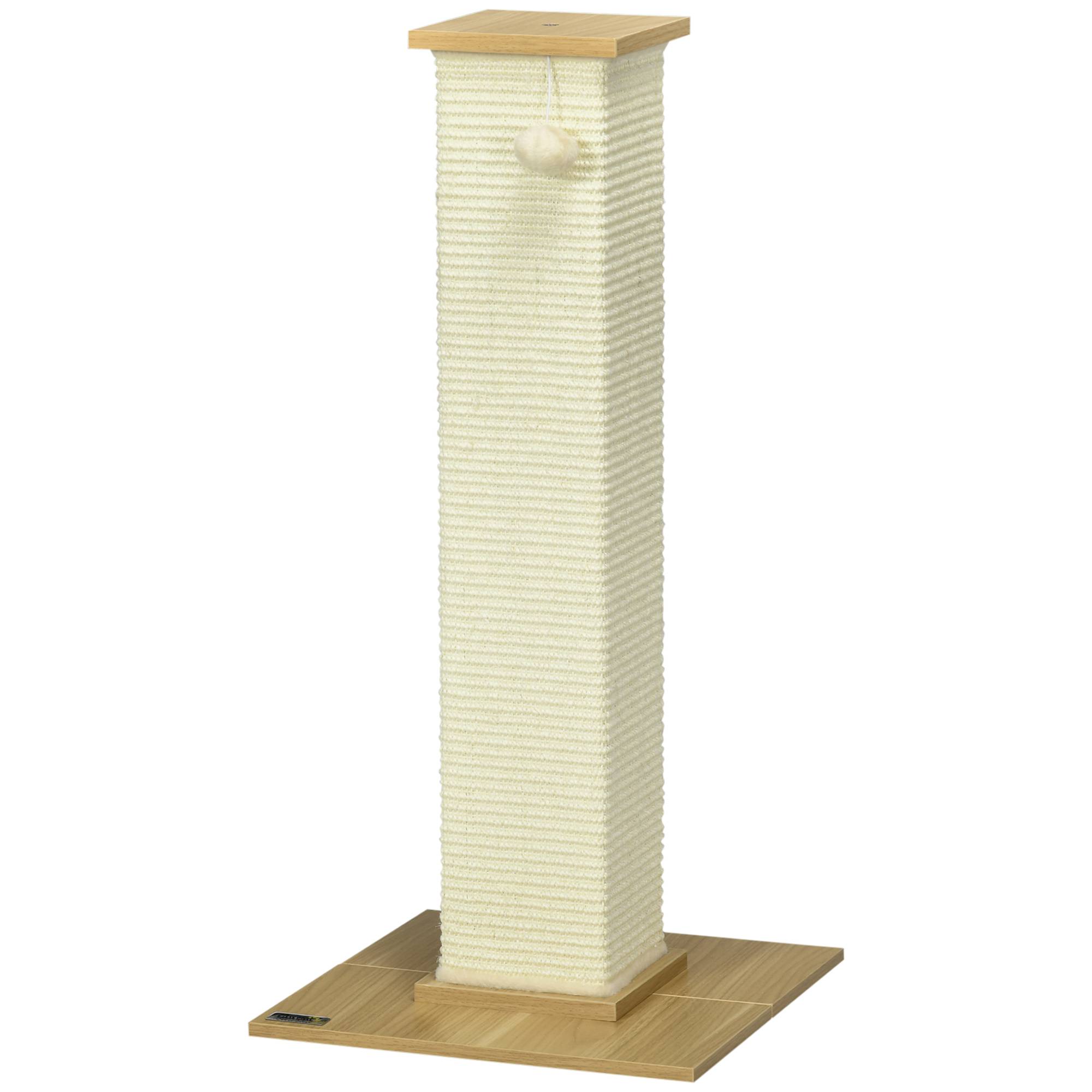 Sans Marque - Kratzbaum inkl. Spielzeug, 38 cm x 38 cm x 80 cm, Beige + Natur - Image 2