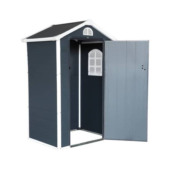 sweeek - Abri de jardin plastique 1.39 m². anthracite. Structure aluminium. 134 x 104 x 204cm | sweeek - Image 2