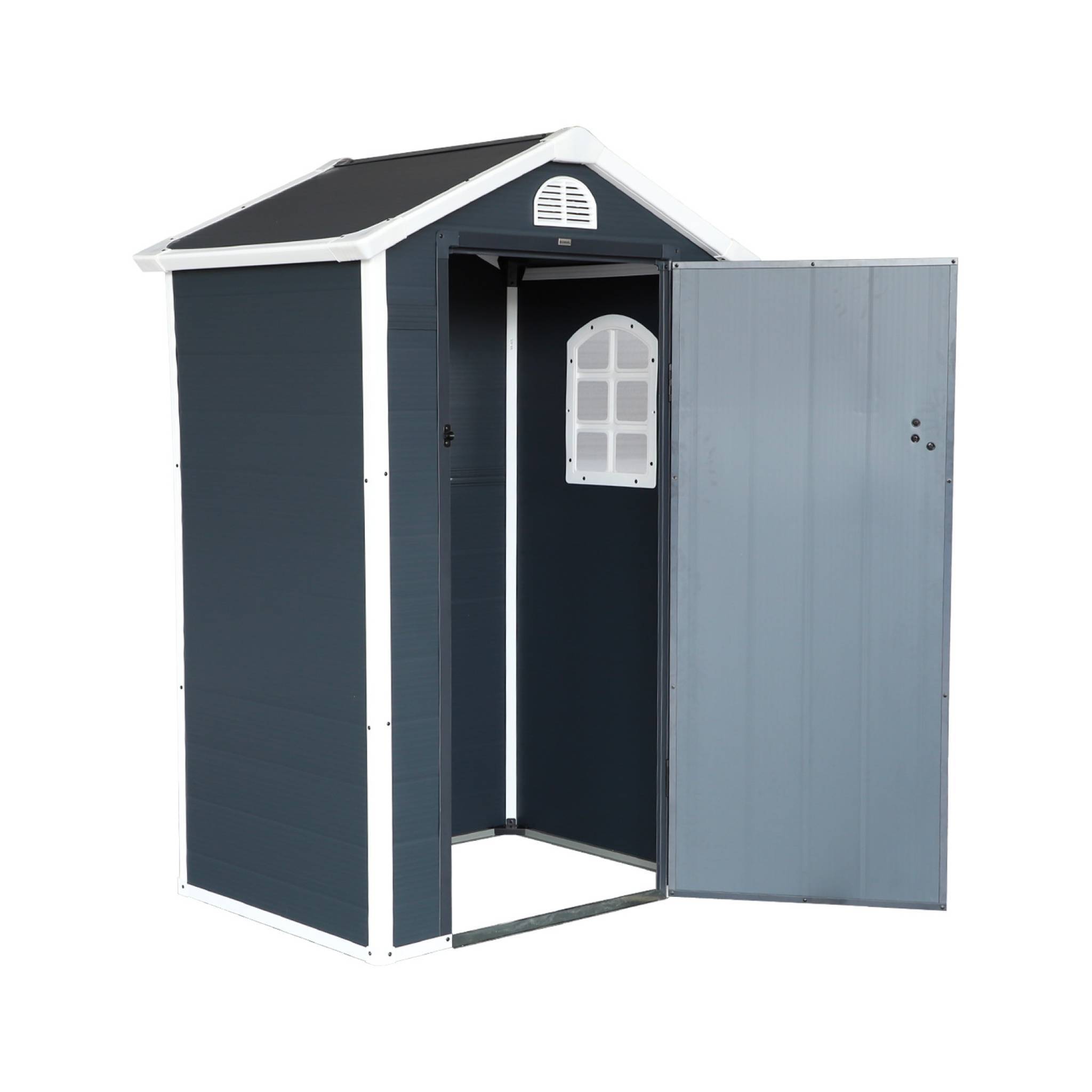 sweeek - Abri de jardin plastique 1.39 m². anthracite. Structure aluminium. 134 x 104 x 204cm | sweeek - Image 2