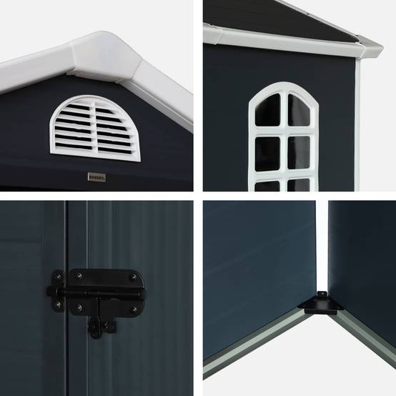 sweeek - Abri de jardin plastique 1.39 m². anthracite. Structure aluminium. 134 x 104 x 204cm | sweeek - Image 6