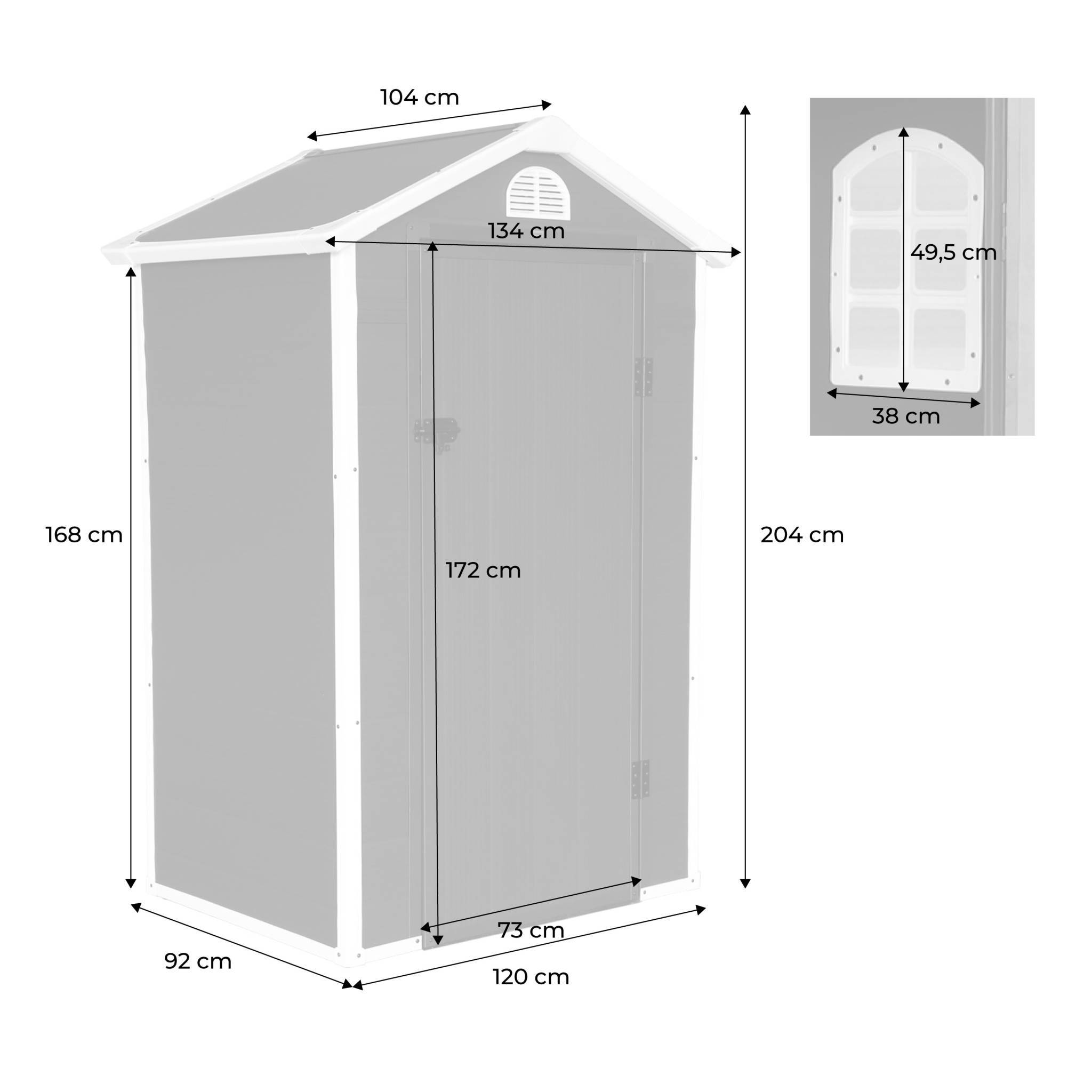 sweeek - Abri de jardin plastique 1.39 m². anthracite. Structure aluminium. 134 x 104 x 204cm | sweeek - Image 4