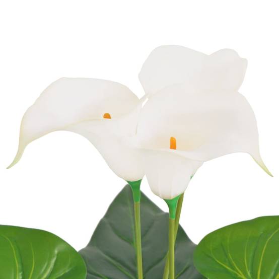 Plante artificielle lis Calla plastique et bois blanc 16 x 16 x 85 cm - PANGIVO - Image 2