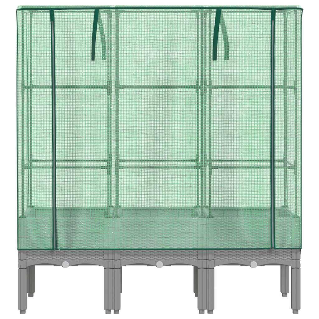 ComfortXL - Grand carré potager sur pieds 120cm avec serre de jardin aspect rotin Gris - ComfortXL Outdoor Living - Image 4