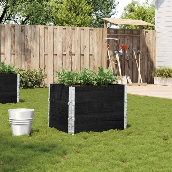 Jardinière, Bac à fleurs, Pot de fleurs noir 80x60 cm bois massif de pin-JU13893 - Image 2