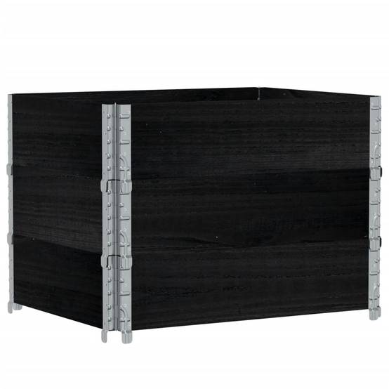 Jardinière, Bac à fleurs, Pot de fleurs noir 80x60 cm bois massif de pin-JU13893 - Image 1