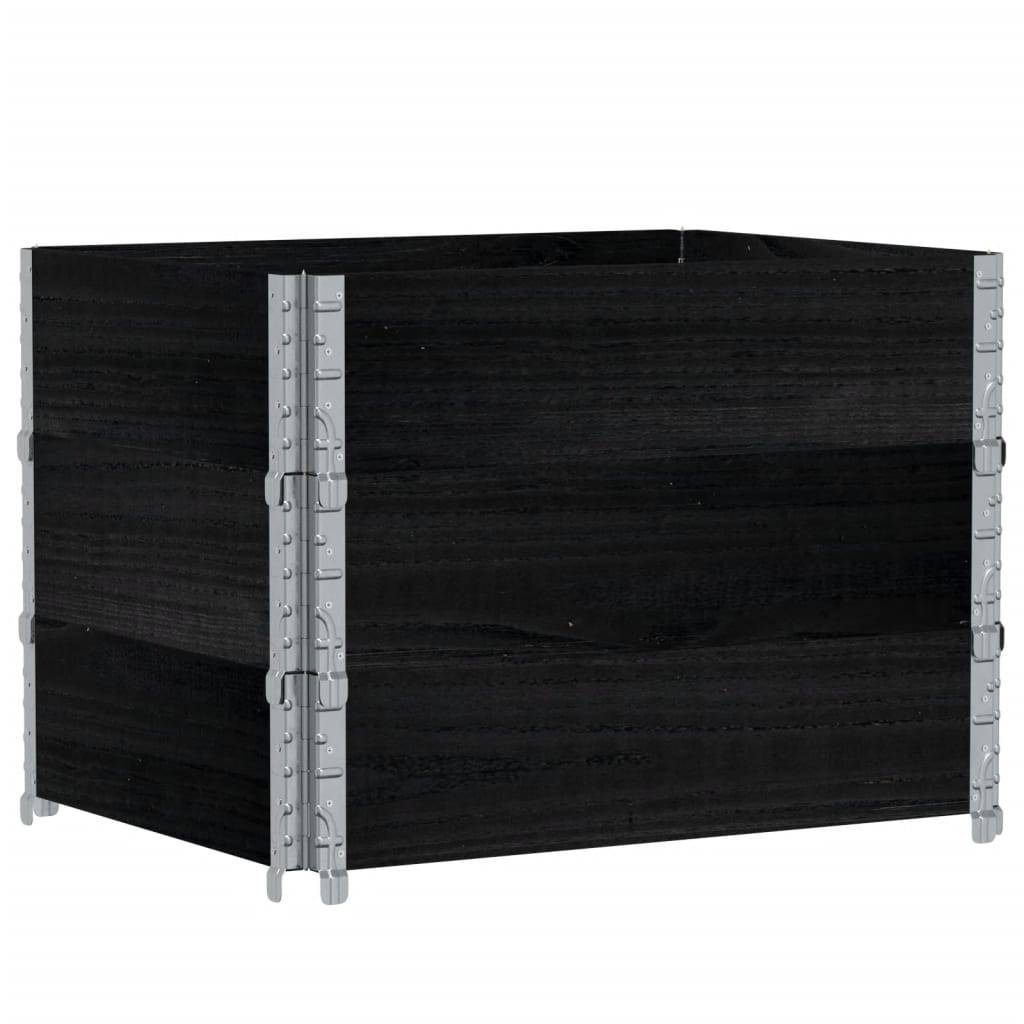 Jardinière, Bac à fleurs, Pot de fleurs noir 80x60 cm bois massif de pin-JU13893 - Image 1
