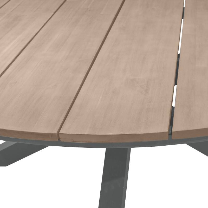 Hesperide - Table de jardin ronde "Oriengo" acacia  & graphite 8 places en aluminium traité époxy - Hespéride - Image 5