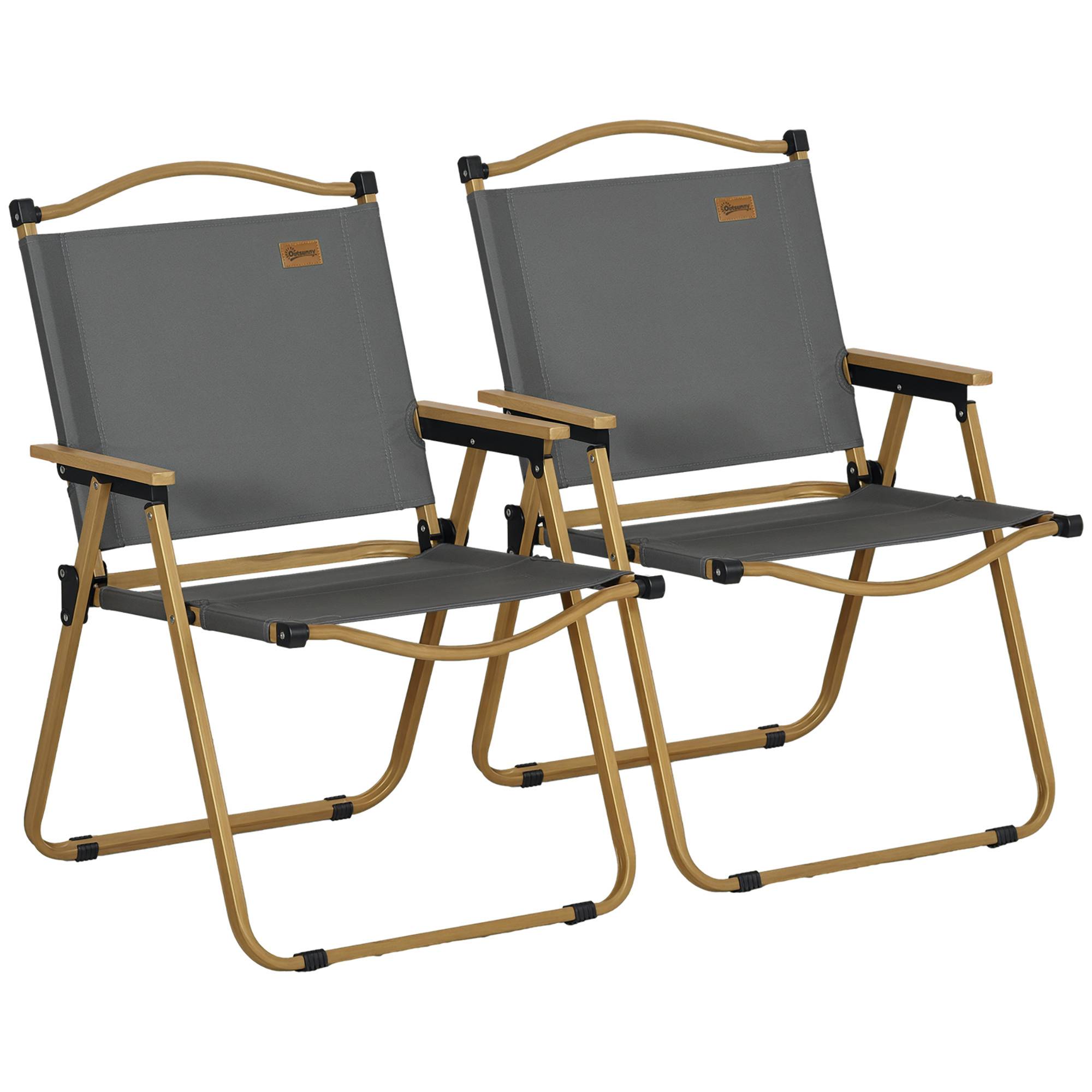 ComfortXL - Lot de 2 chaises pliantes acier camping plage extérieur tissu Oxford gris foncé - ComfortXL Outdoor Living - Image 1