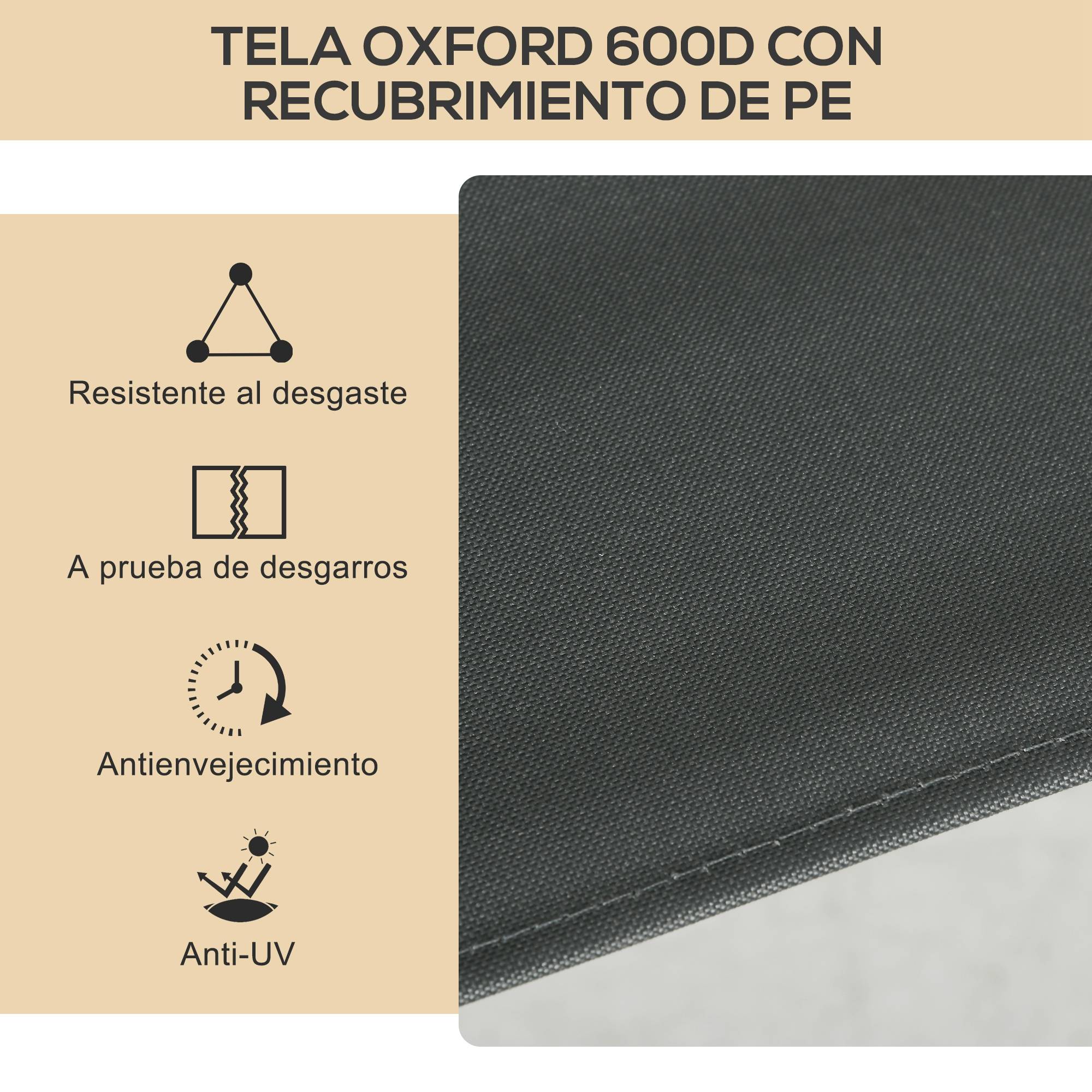 ComfortXL - Lot de 2 chaises pliantes acier camping plage extérieur tissu Oxford gris foncé - ComfortXL Outdoor Living - Image 8