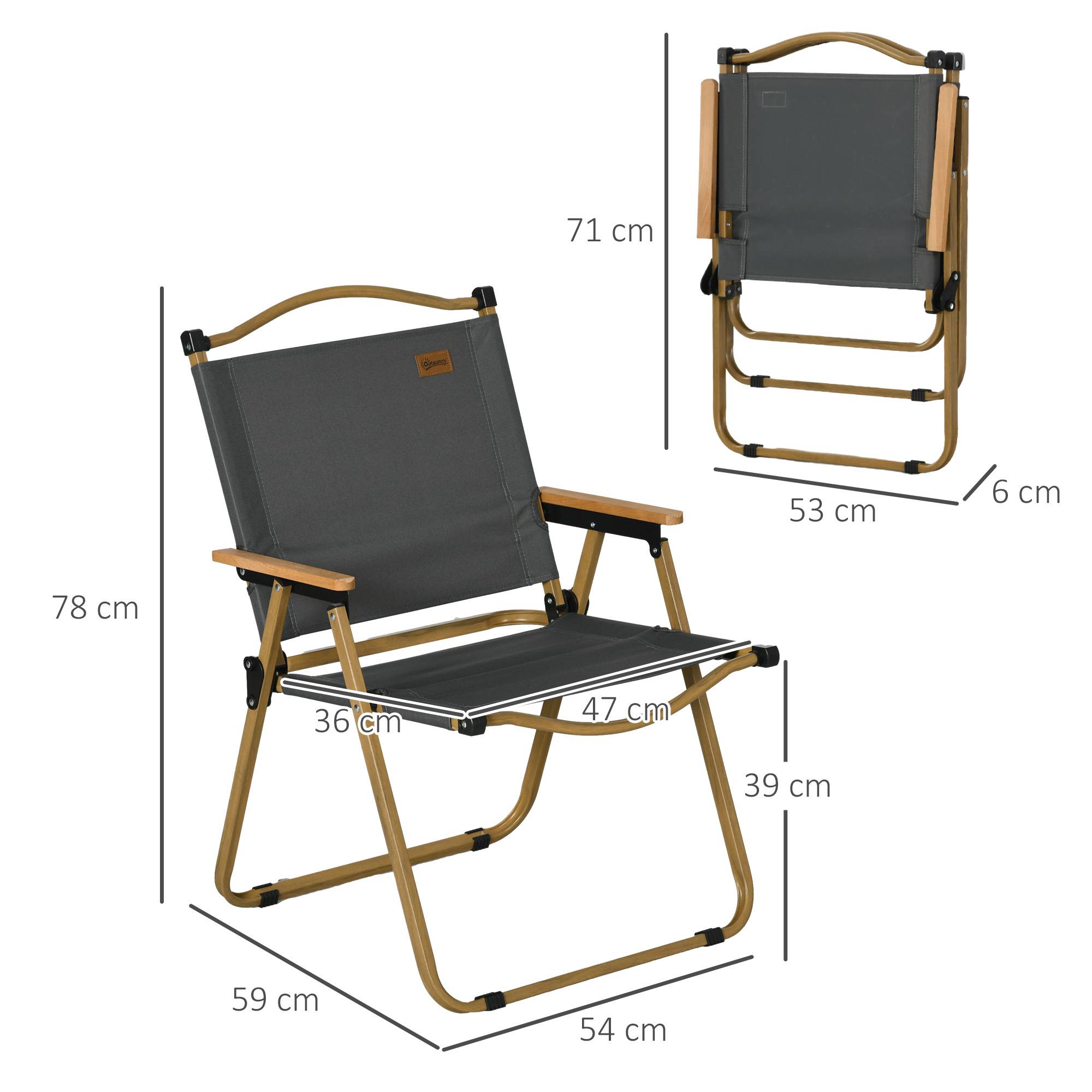 ComfortXL - Lot de 2 chaises pliantes acier camping plage extérieur tissu Oxford gris foncé - ComfortXL Outdoor Living - Image 5