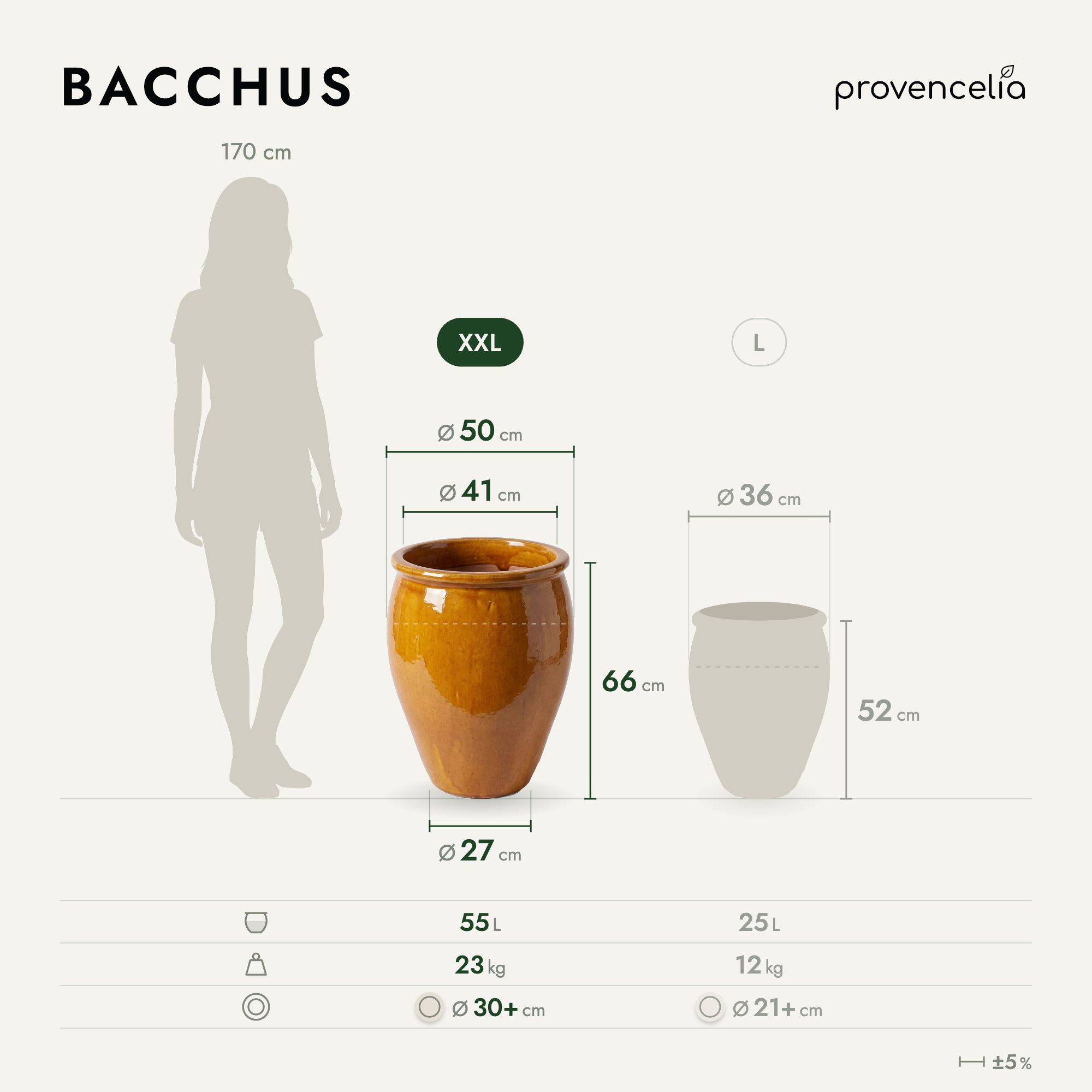 Provencelia - Pot BACCHUS 50x68cm miel - Image 2