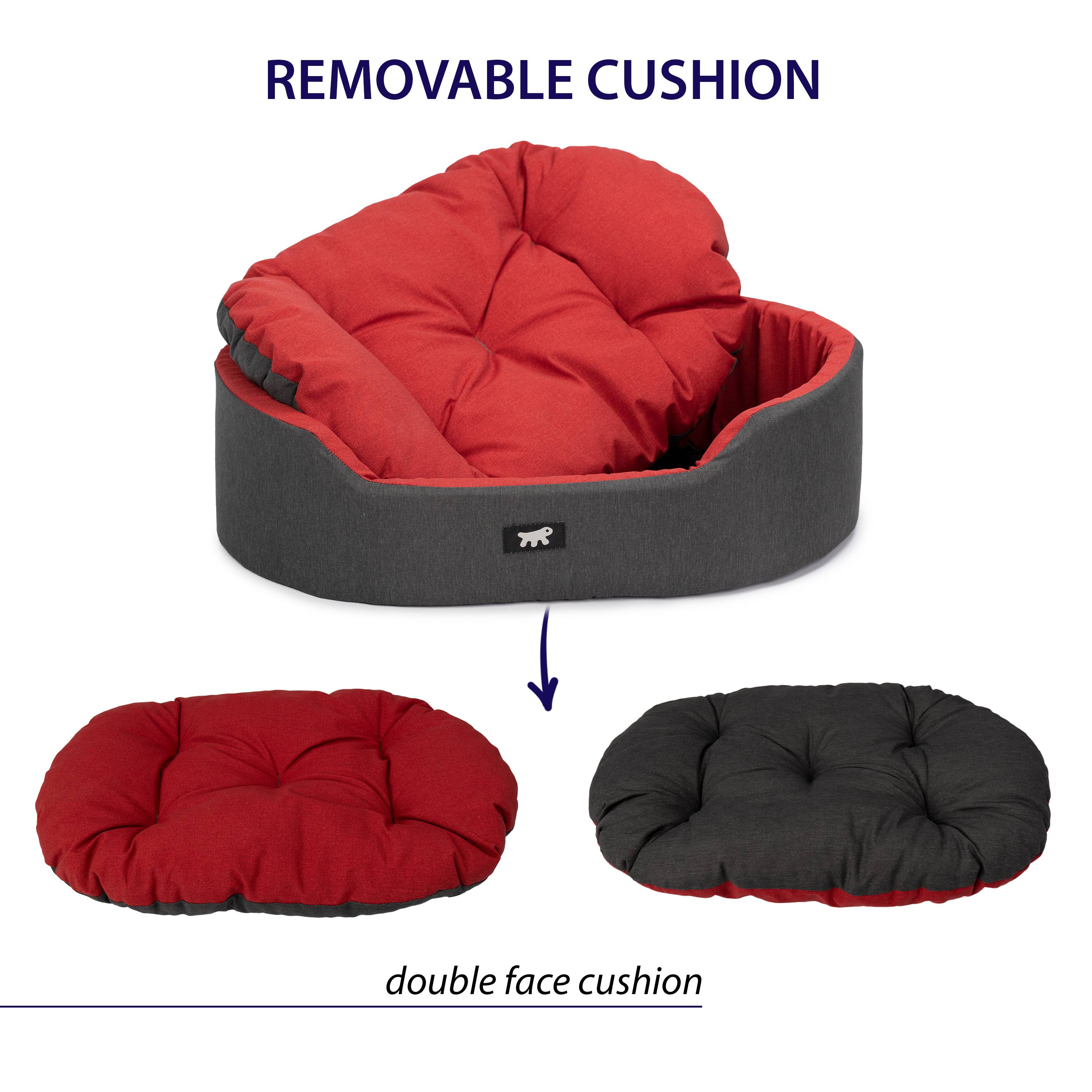 Ferplast - Ferplast Panier Chien Dandy, Coussin Amovible et Lavable, Housse en Coton avec Rembourrage Doux, Lit Chiens Moyen, 95 x 60 x H 21 cm, Rouge - Image 5