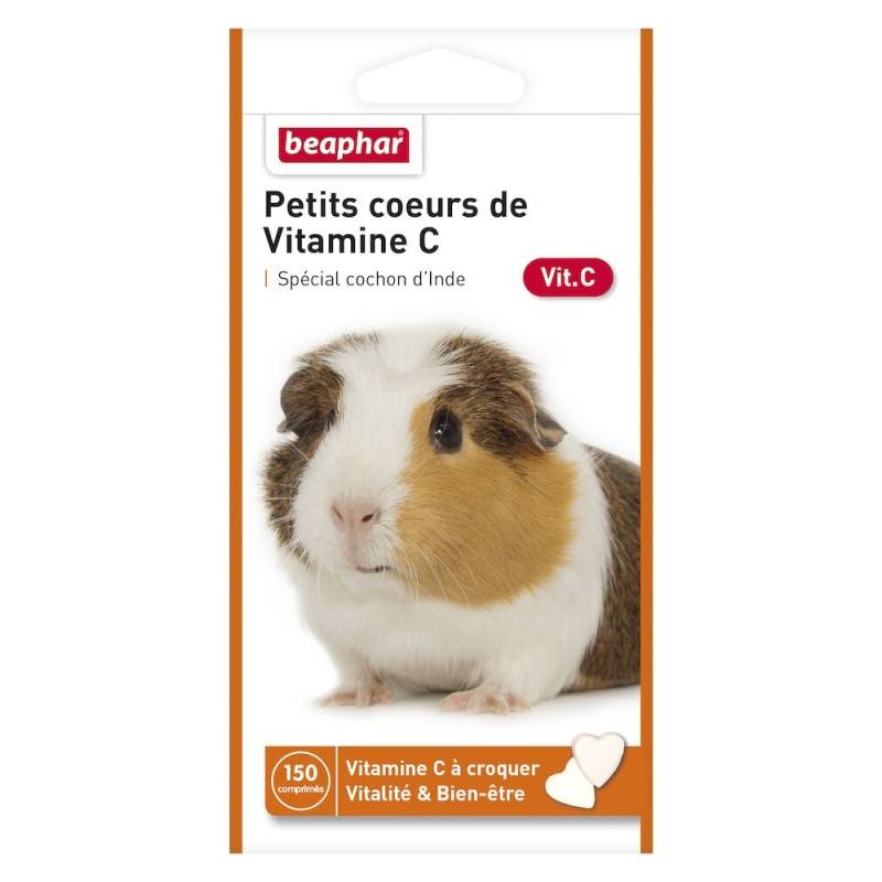 Complément alimentaire Cochon d'inde - Vitamine C - Beaphar - forme coeur 150 comprimés