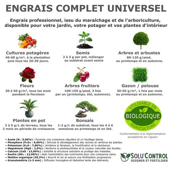 SOLU’CONTROL - 500 g d'ENGRAIS COMPLET universel et équilibré - UAB - Utilisable en Agriculture Biologique - Image 4