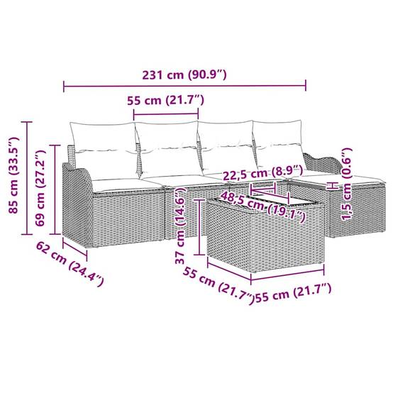ComfortXL - Salon de jardin bas 5 places en résine tressée modulable avec pouf et table Gris clair – ComfortXL Outdoor Living - Image 9