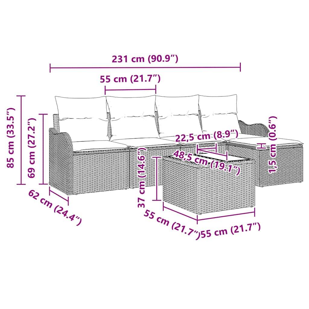 ComfortXL - Salon de jardin bas 5 places en résine tressée modulable avec pouf et table Gris clair – ComfortXL Outdoor Living - Image 9