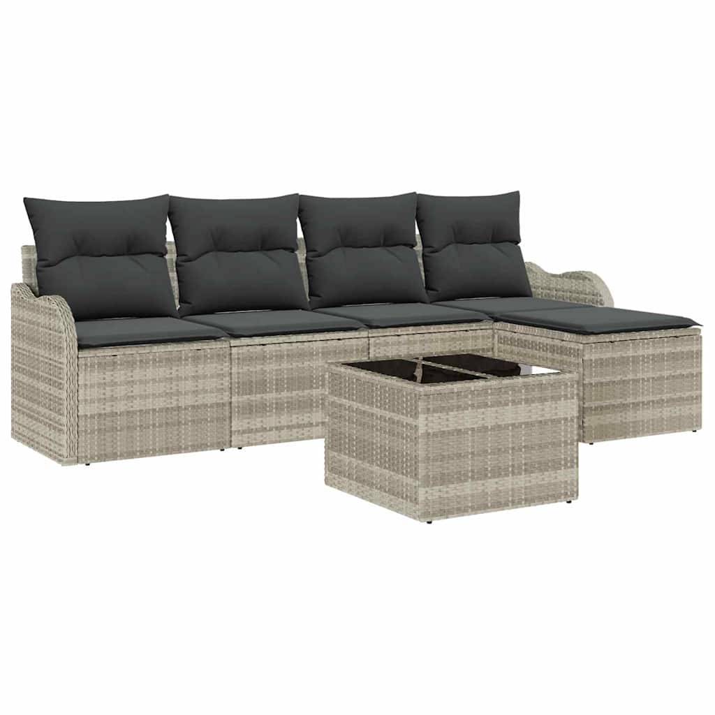 ComfortXL - Salon de jardin bas 5 places en résine tressée modulable avec pouf et table Gris clair – ComfortXL Outdoor Living - Image 2