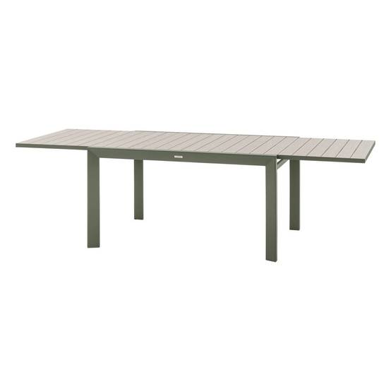 Hesperide - Table de jardin extensible coulissante "Évasion" effet bois lin & vert laurier 10 places lates en aluminium - Hespéride - Image 3