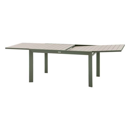 Hesperide - Table de jardin extensible coulissante "Évasion" effet bois lin & vert laurier 10 places lates en aluminium - Hespéride - Image 4