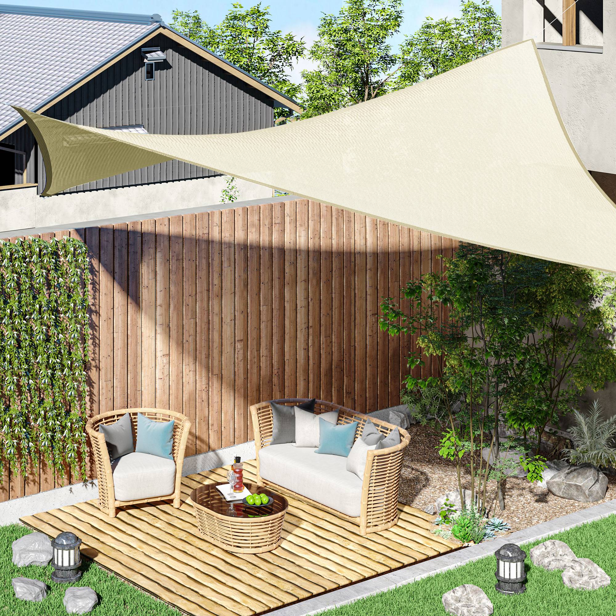 Voile d'ombrage Voile solaire - rectangulaire 3x3 m HDPE anti-UV Avec sac de rangement - crème fr224 - Image 3