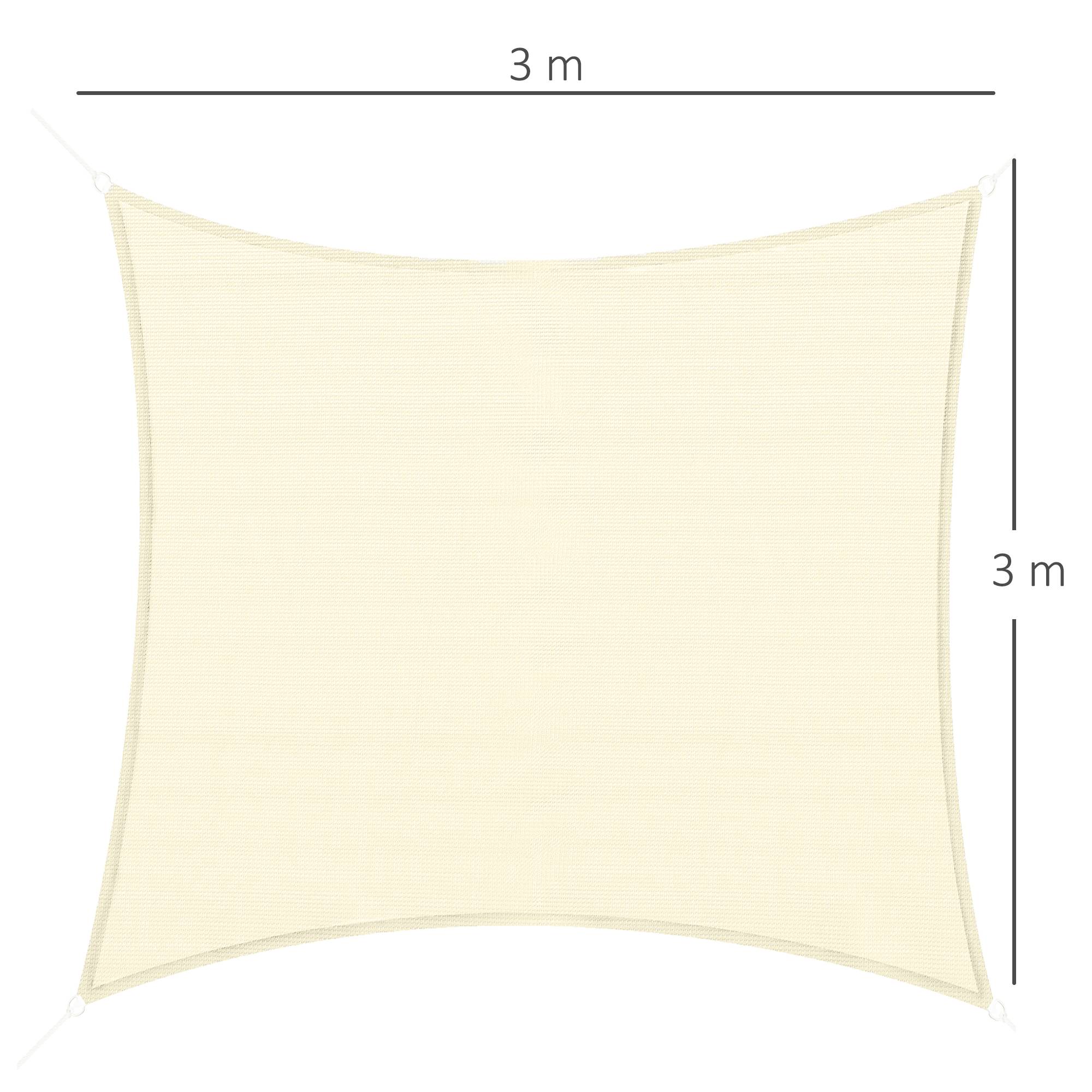 Voile d'ombrage Voile solaire - rectangulaire 3x3 m HDPE anti-UV Avec sac de rangement - crème fr224 - Image 5